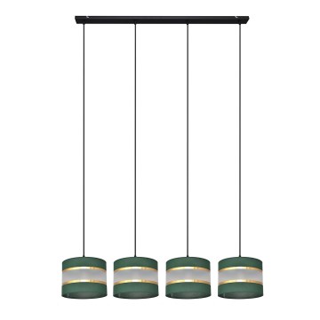 Lámpara colgante HELEN 4xE27/15W/230V verde/dorado