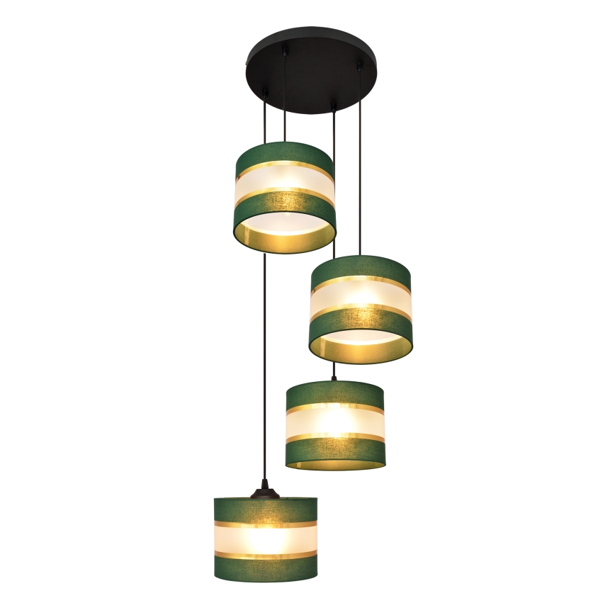Lámpara colgante HELEN 4xE27/15W/230V verde/dorado