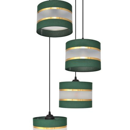 Lámpara colgante HELEN 4xE27/15W/230V verde/dorado