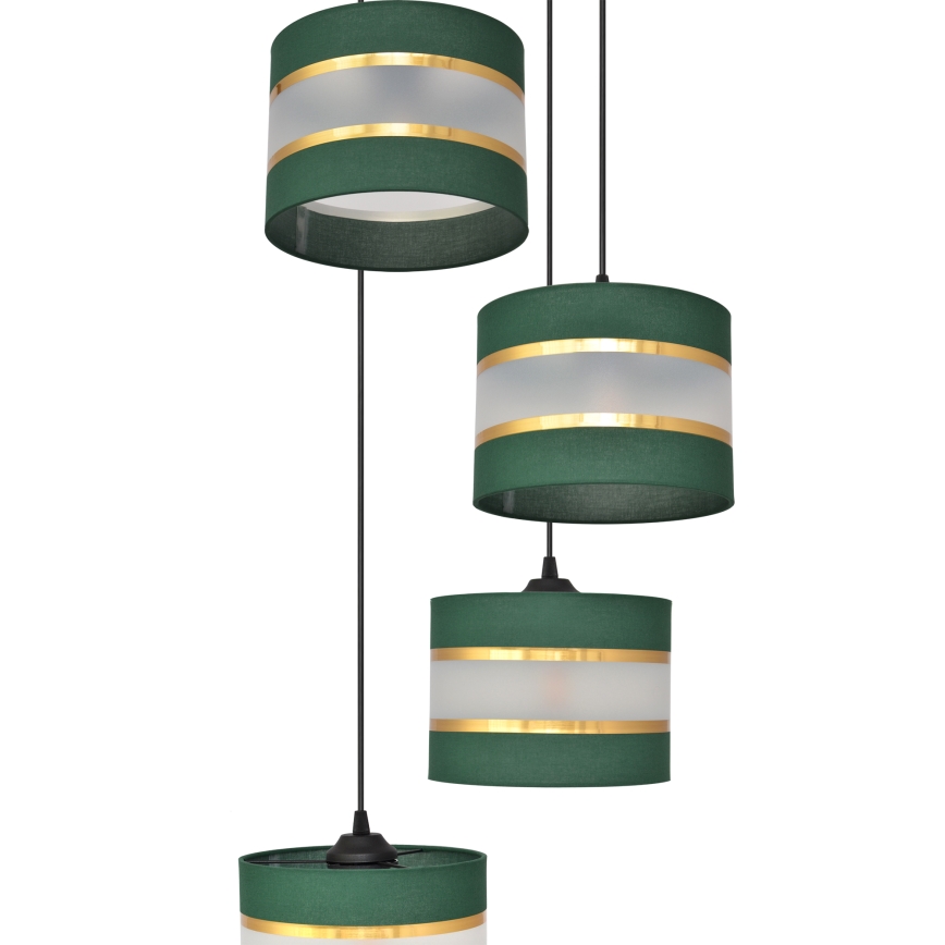 Lámpara colgante HELEN 4xE27/15W/230V verde/dorado