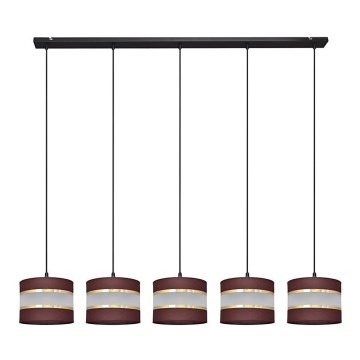 Lámpara colgante HELEN 5xE27/15W/230V marrón/negro/dorado
