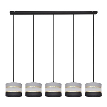 Lámpara colgante HELEN 5xE27/15W/230V negro/gris/dorado