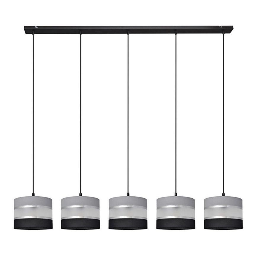 Lámpara colgante HELEN 5xE27/15W/230V negro/gris/plata
