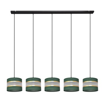 Lámpara colgante HELEN 5xE27/15W/230V verde/dorado