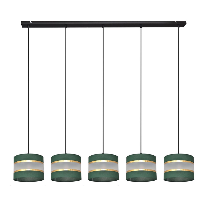 Lámpara colgante HELEN 5xE27/15W/230V verde/dorado
