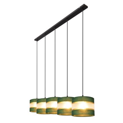 Lámpara colgante HELEN 5xE27/15W/230V verde/dorado