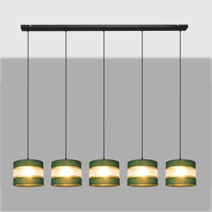 Lámpara colgante HELEN 5xE27/15W/230V verde/dorado