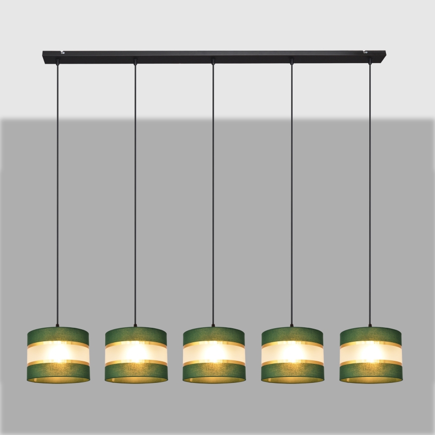 Lámpara colgante HELEN 5xE27/15W/230V verde/dorado