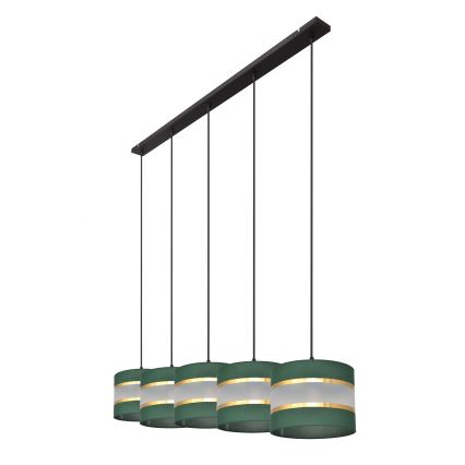 Lámpara colgante HELEN 5xE27/15W/230V verde/dorado