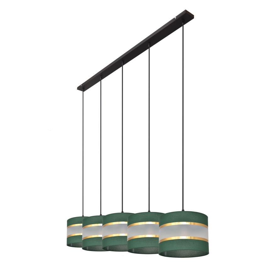Lámpara colgante HELEN 5xE27/15W/230V verde/dorado