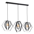 Lámpara colgante HEXAGON 3xE27/60W/230V negro/cromo brillante