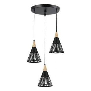 Lámpara colgante HIRA 3xE27/60W/230V diá. 40 cm negro