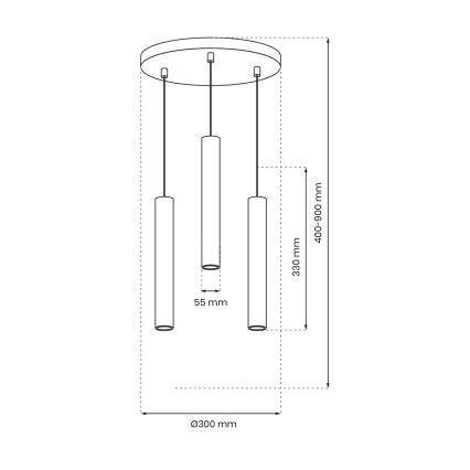 Lámpara colgante HUDSON 3xGU10/8W/230V negro