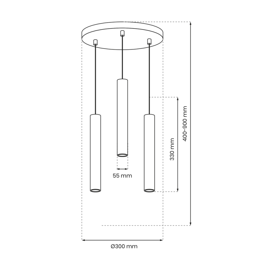 Lámpara colgante HUDSON 3xGU10/8W/230V negro