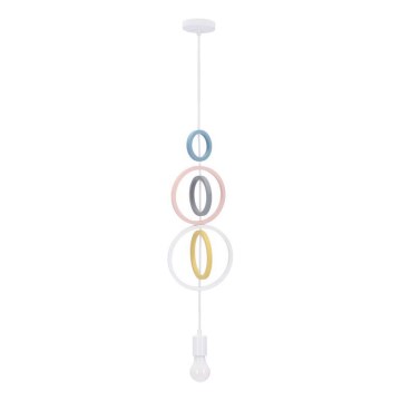 Lámpara colgante infantil con cable HOOPS 1xE27/20W/230V Ø 19 cm multicolor