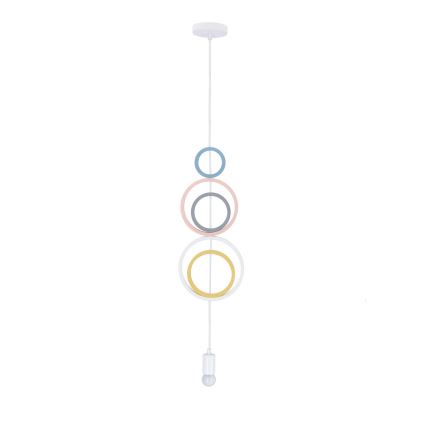Lámpara colgante infantil con cable HOOPS 1xE27/20W/230V Ø 19 cm multicolor
