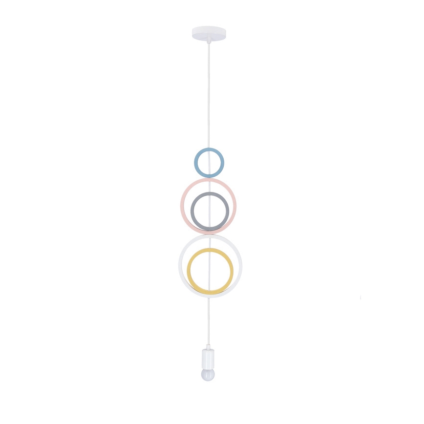 Lámpara colgante infantil con cable HOOPS 1xE27/20W/230V Ø 19 cm multicolor