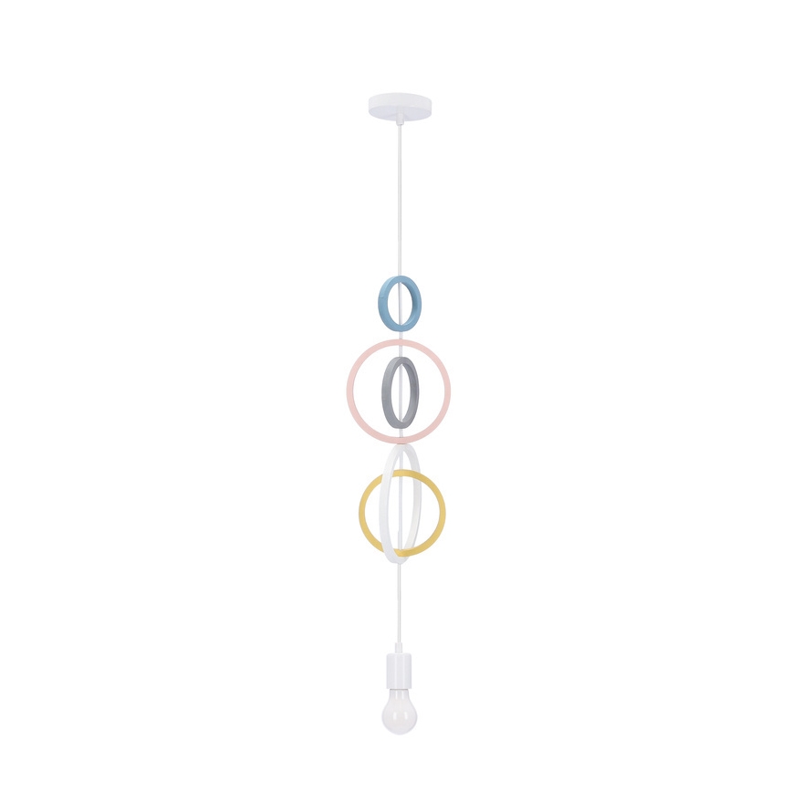 Lámpara colgante infantil con cable HOOPS 1xE27/20W/230V Ø 19 cm multicolor