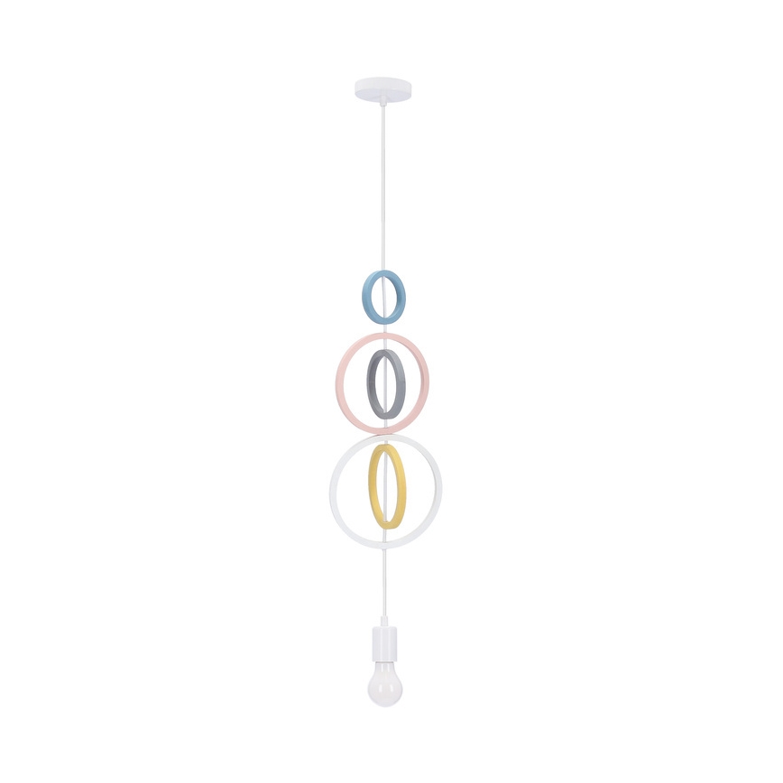 Lámpara colgante infantil con cable HOOPS 1xE27/20W/230V Ø 19 cm multicolor