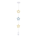 Lámpara colgante infantil con cable STARS 1xE27/20W/230V amarillo/azul/blanco