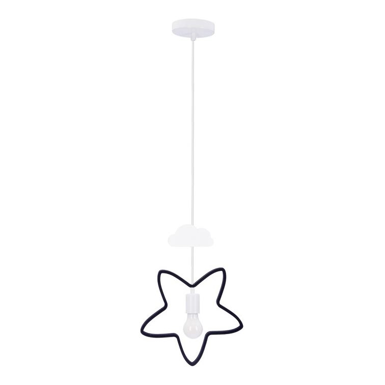 Lámpara colgante infantil con cable STARS 1xE27/20W/230V negra/blanca