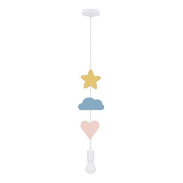 Lámpara colgante infantil con cable TRIO 1xE27/20W/230V amarillo/azul/rosa