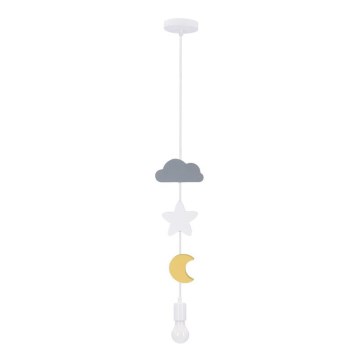 Lámpara colgante infantil con cable TRIO 1xE27/20W/230V gris/blanco/amarillo