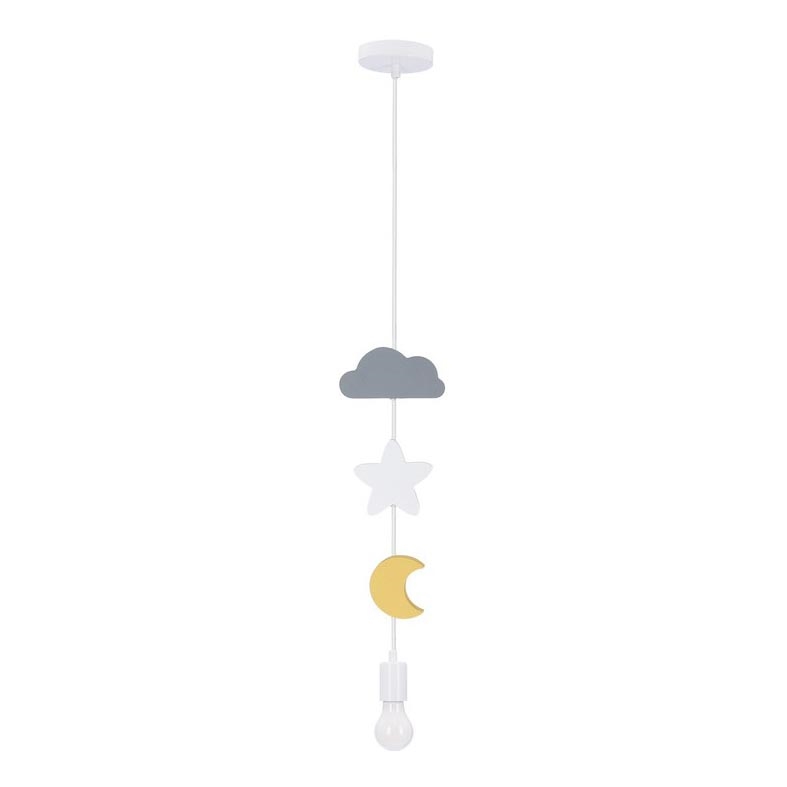 Lámpara colgante infantil con cable TRIO 1xE27/20W/230V gris/blanco/amarillo