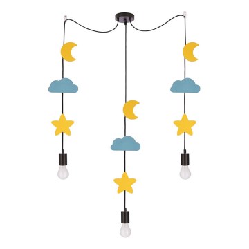 Lámpara colgante infantil con cable TRIO 3xE27/20W/230V amarillo/azul