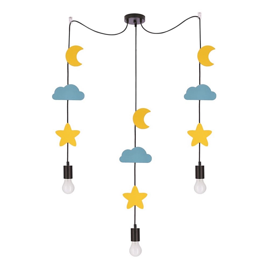 Lámpara colgante infantil con cable TRIO 3xE27/20W/230V amarillo/azul