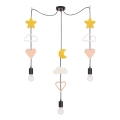 Lámpara colgante infantil con cable TRIO 3xE27/20W/230V amarillo/blanco/rosa