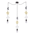 Lámpara colgante infantil con cable TRIO 3xE27/20W/230V gris/amarillo/blanco
