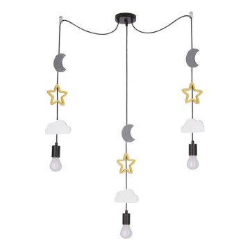 Lámpara colgante infantil con cable TRIO 3xE27/20W/230V gris/amarillo/blanco