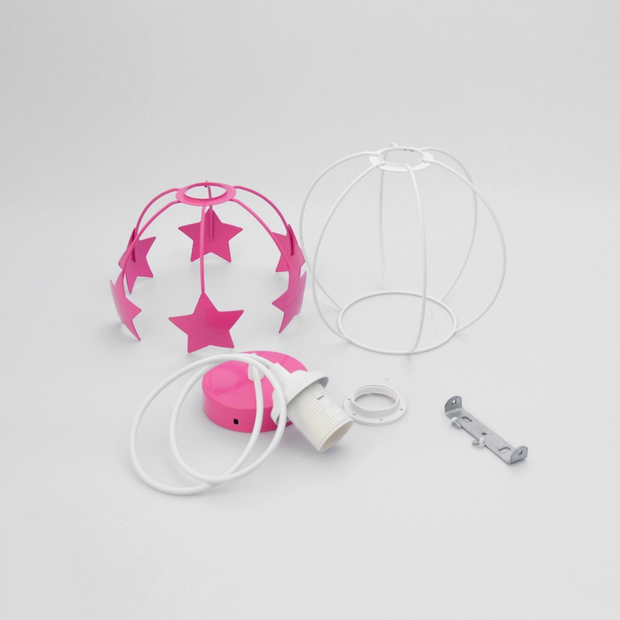 Lámpara colgante infantil STARS 1xE27/15W/230V rosa/blanco