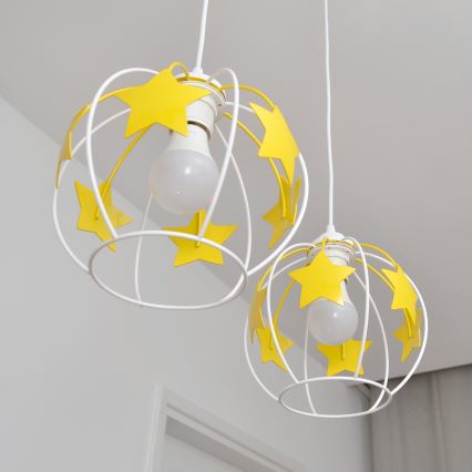 Lámpara colgante infantil STARS 2xE27/15W/230V amarillo/blanco