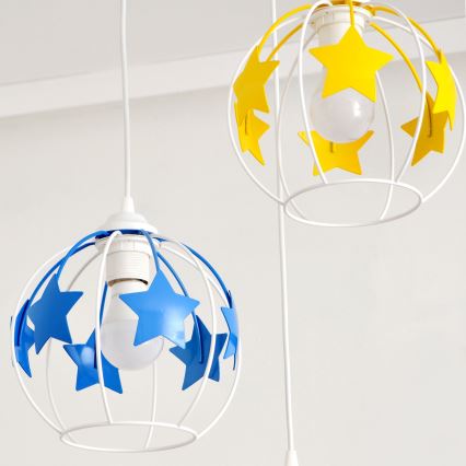 Lámpara colgante infantil STARS 3xE27/15W/230V azul/rosa/amarillo