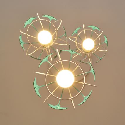 Lámpara colgante infantil STARS 3xE27/15W/230V turquesa/blanco