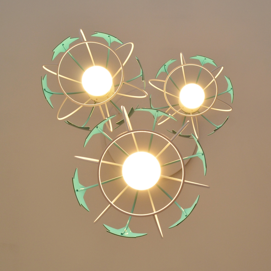 Lámpara colgante infantil STARS 3xE27/15W/230V turquesa/blanco