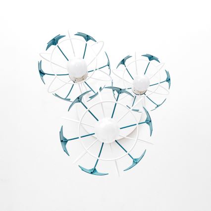 Lámpara colgante infantil STARS 3xE27/15W/230V turquesa/blanco