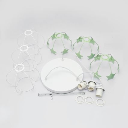Lámpara colgante infantil STARS 3xE27/15W/230V verde/blanco