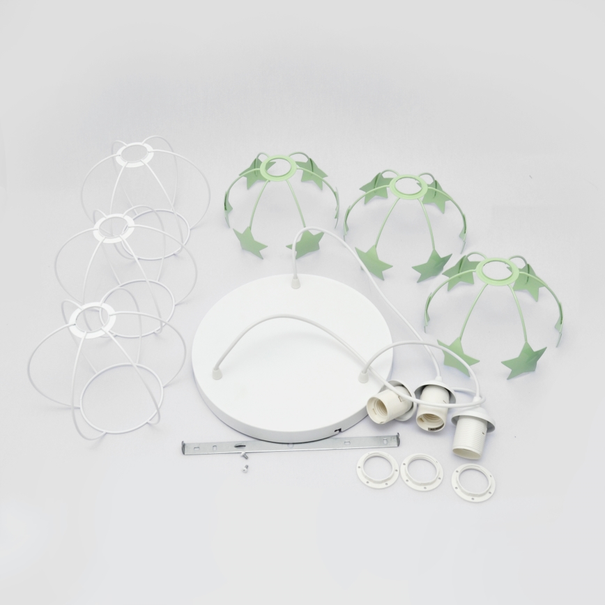 Lámpara colgante infantil STARS 3xE27/15W/230V verde/blanco