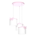 Lámpara colgante infantil SWEET 3xE27/15W/230V blanco/rosa/mariposa