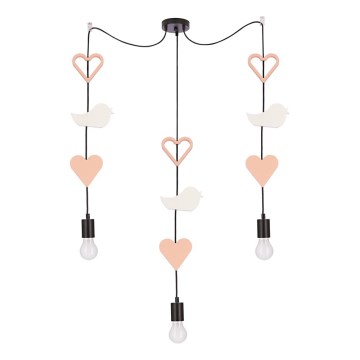 Lámpara colgante infantil TRIO 3xE27/20W/230V rosa/blanco