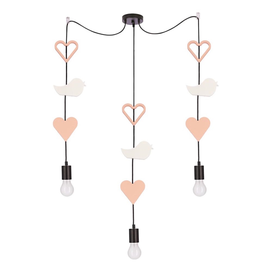 Lámpara colgante infantil TRIO 3xE27/20W/230V rosa/blanco