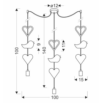 Lámpara colgante infantil TRIO 3xE27/20W/230V rosa/blanco