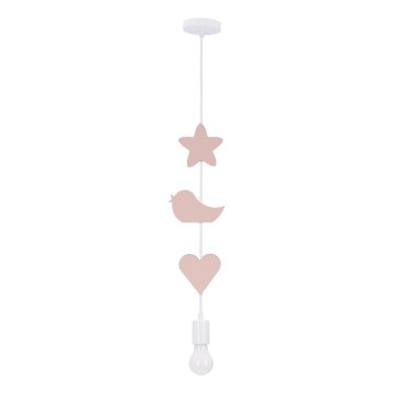 Lámpara colgante infantil TRIO con cable 1xE27/20W/230V rosa/blanca