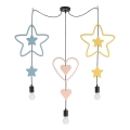 Lámpara colgante infantil TRIO con cable 3xE27/20W/230V azul/rosa/amarillo