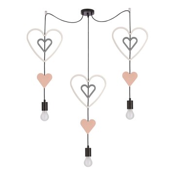 Lámpara colgante infantil TRIO con cable 3xE27/20W/230V rosa/blanco/gris