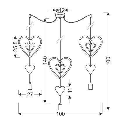 Lámpara colgante infantil TRIO con cable 3xE27/20W/230V rosa/blanco/gris
