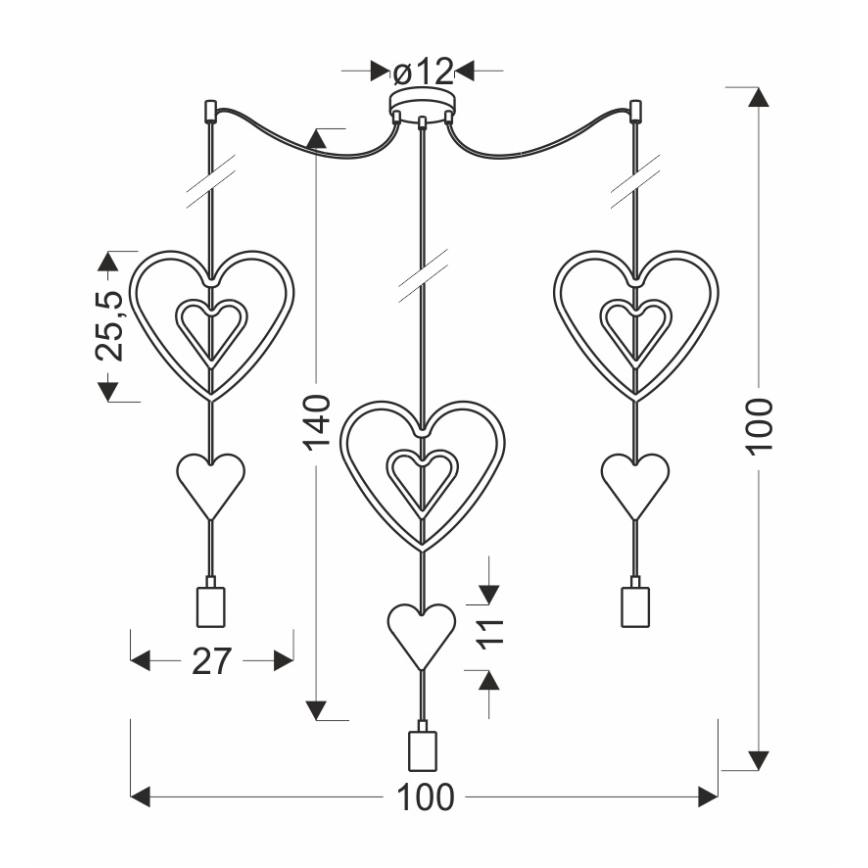 Lámpara colgante infantil TRIO con cable 3xE27/20W/230V rosa/blanco/gris